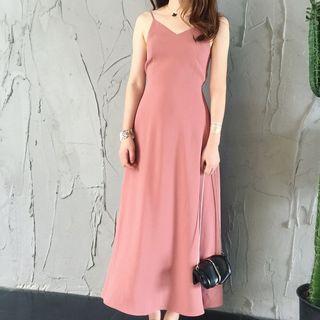 Spaghetti Strap Cutout Back A-line Maxi Dress