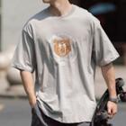 Bear Print Round-neck Short-sleeve T-shirt