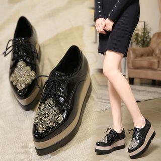 Embellished Platform Lace-up Shoes