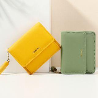Plain Faux Leather Short Wallet