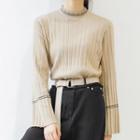 Striped Mock Neck Sweater / Wide Leg Pants