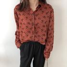 Floral Collared Long-sleeve Blouse