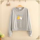 Cat Patch Round-neck Long-sleeve Top