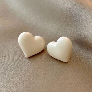 Heart Earring Eh45 - Love Heart - White - One Size