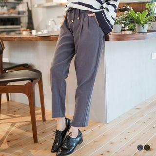 Peachskin Drawstring Pleated Jogger Pants