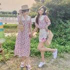 Puff-sleeve Floral Print Shirt + Dress