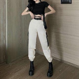 Short-sleeve Crop Top / Cargo Jogger Pants / Set