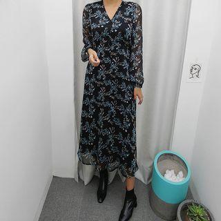 Plus Size Floral Long Chiffon Dress