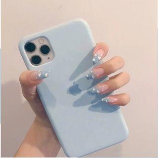 Cloud Pointed Faux Nail Tips X9 - Glue - Blue - One Size