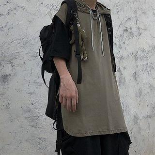 Sleeveless Irregular Hooded T-shirt