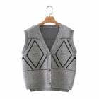 Pattern Sweater Vest Gray - One Size
