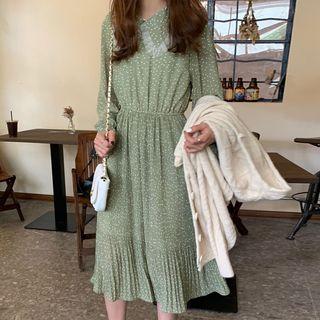 Plain Loose-fit Sweater / Dot Print Shirtdress