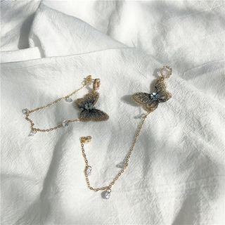 Fabric Butterfly Chained Dangle Earring