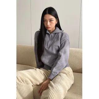 Ribbed-panel Anorak Sweater