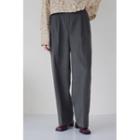 Band-waist Pleated Wide-leg Pants Charcoal Gray - One Size