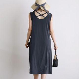 Sleeveless Cross-strap Midi Dress