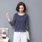 Crew-neck 3/4-sleeve Lace Top