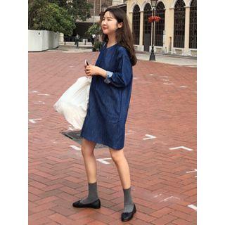 Hidden-button Denim Dress
