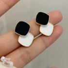 Square Glaze Dangle Earring 1 Pair - Black & White - One Size