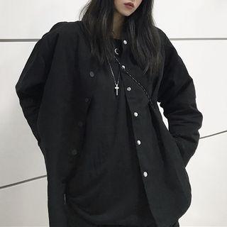 Plain Long-sleeve Shirt As Shown In Figure - One Size