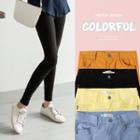 Elastic Waist Solid Coloured Basic Skinny Pants