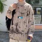 Tie Dye Cable-knit Turtleneck Sweater