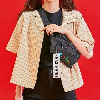Open-placket Dip-back Striped Shirt
