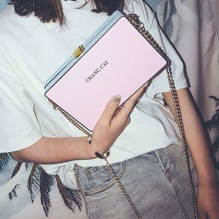 Lettering Chained Boxy Crossbody Bag