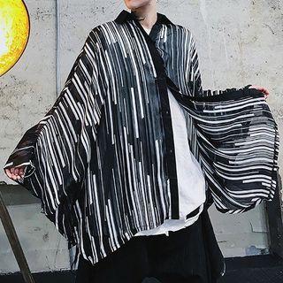 Striped Oversized Jacket Black - One Size