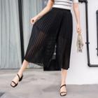 Cropped Pleated Wide-leg Pants
