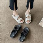 Shirred Strap Slingback Sandals