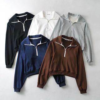 Contrast Long Sleeve Cropped Sweatshirt