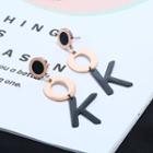 Letter Ear Stud 1 Pair - Black - One Size