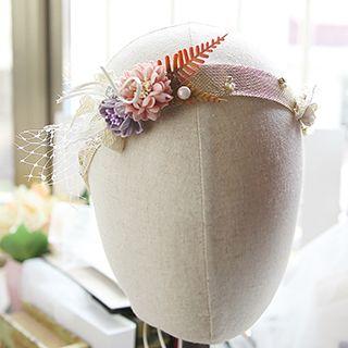 Bridal Flower Feather Headband