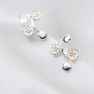 925 Sterling Silver Flower Earrings As Shown In Figure - One Size