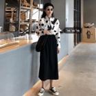 Cow Print Shirt / Midi A-line Skirt