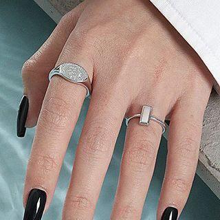 Embossed Moon & Sun Sterling Silver Open Ring