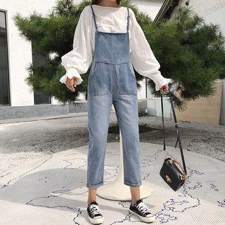 Spaghetti Strap Cropped Denim Jumper Pants
