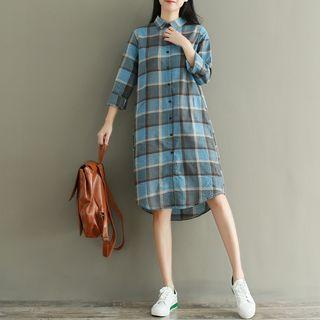Check Midi Shirt Dress
