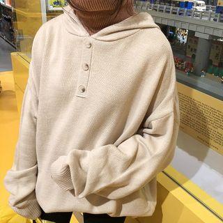 Color Panel Hooded Turtleneck Sweater