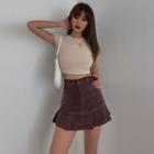 Ruffle-hem High-waist Mini Skirt