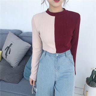 Color-block Slim-fit Cropped Top