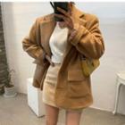 Collared Fleece Plain Blazer