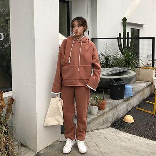 Set: Fleece-lined Long-sleeve Hoodie + Sweatpants