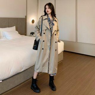 Lapel Double Breasted Long Coat