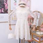 Lace Patchwork Bright Silk Long-sleeved Dress