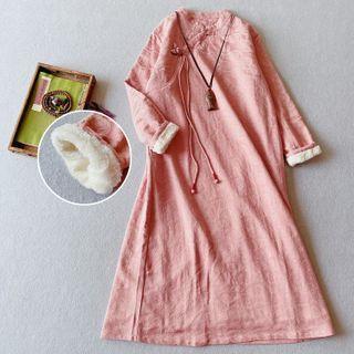 Traditional Chinese Long-sleeve Fleece-lined Dress