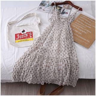 Spaghetti-strap Floral Printed Chiffon Dress