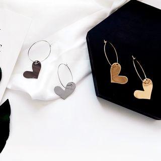 Heart Drop Hoop Earring