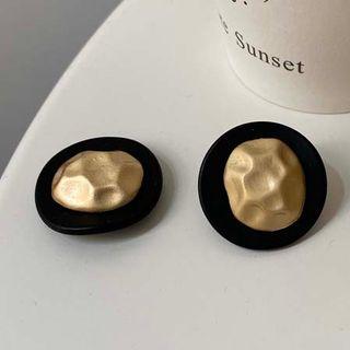 Irregular Alloy Disc Earring 1 Pair - E496 - Black - One Size